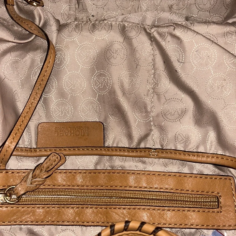 MICHAEL MICHAEL KORS Leather‎ Hobo Shoulder Bag Brown Pebbled Tassels Large